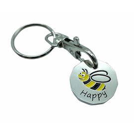 JAM2DAY Trolley Token Keyring - £1 Coin (Bee Happy)