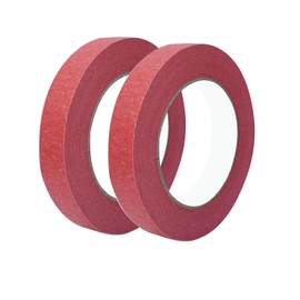 Qrity 2 x Masking Tape, 24 mm x 50 m, Painter's Masking Tape, Painter's Masking Tape for Painting Work and Decoration, Red