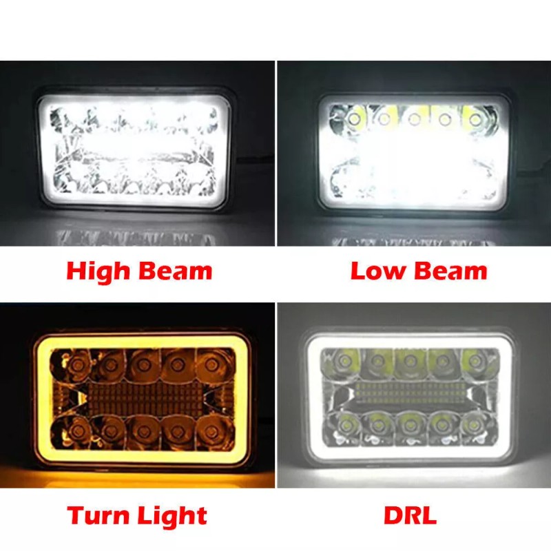 USPART- 4PCS Fit Peterbilt Kenworth T800 W900 4x6" LED Headlights