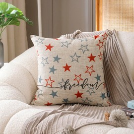 TRENDIN Fourth of July Pillow Cover 18x18, Vintage July 4 Decorations for Home, Red White and Blue Throw Pillow Cover, Decorative Pillow Case for Independence Day, Memorial Day PL1240TR