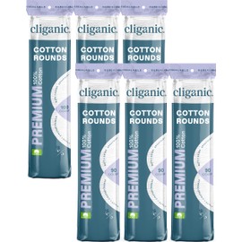 Cliganic Cliganic Premium 100% Cotton Makeup Remover Pads 540 Count, (Pack of 6)