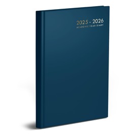 2025-2026 A5 Academic Diary, Week to View, Hardback Diary School Office Mid Year Teacher Student Casebound (Navy Blue)