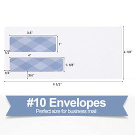 500#10 Double Window Security Envelopes, PANDRI NO.10 Self-Seal Window Envelopes Designed for QuickBooks Invoices, Business Statements & Documents - Number 10 Size 4 1/8 Inch X 9 1/2 Inch - 24 LB