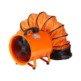 VEVOR Air Mover Blower Fan 8 Inch, 1070CFM 195W with 16.4ft Flexible Duct, Industrial Portable Ventilator Blower/Exhaust, Orange
