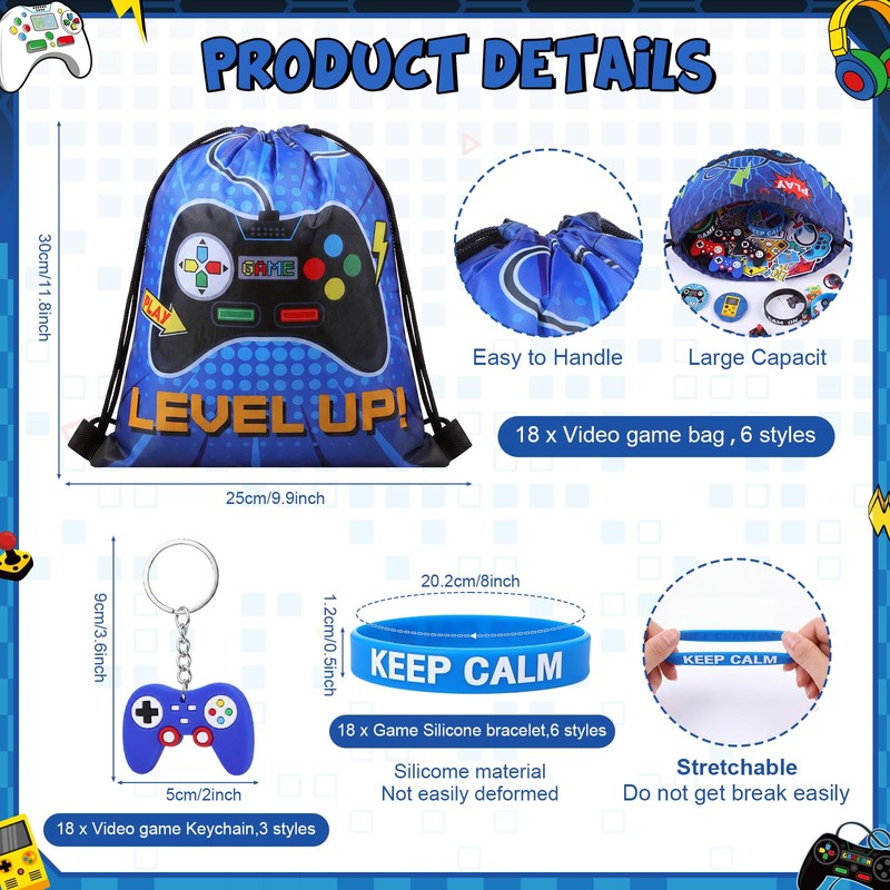 140 Pcs Video Game Party Favors Gamer Birthday Supplies