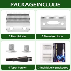 3 Pack Professional Replacement Clipper Blades,Precision 2 Holes Adjustable Hair Clipper Parts Blade for 5-Star Senior, Magic Clip, Reflections Senior