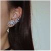 Yheakne Boho Crystal Angel Wing Earrings Silver Rhinestone Wing Earrings