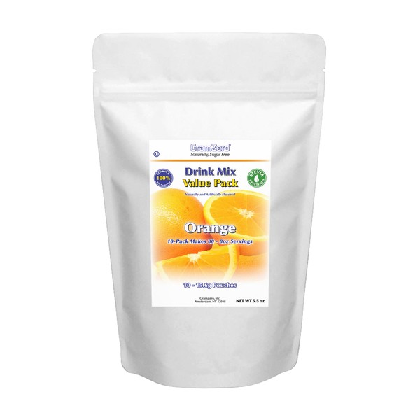 GramZero Orange Sugar Free Drink Mix Value Pack, Great For Nutrition Club Loaded Tea, Low Calorie, Stevia Sweetened
