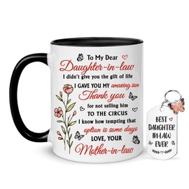 Hyturtle To My Daughter In Law Mug 11oz – Unique Gift Idea From Mom for Birthday, Christmas, Mother's Day – Best Present for Future Daughter In Law