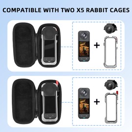 BRDRC Portable Small Case for Insta360 X5 X4 (for Cage and Lens Cap), Carrying Storage Bag Protective Cover Hard Shell Travel Protector with Wrist Strap Carabiner for Insta 360 X5 X4 Accessories