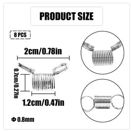 TEAONE Spring Bead Clamps, 8 PCS Bead Stoppers for Jewelry Making to Prevent Beads from Falling (1.2 x 2.8cm/0.47 x 1.1in)