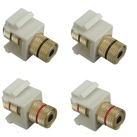 Banana jack bound trapezoidal plug-in with black red ring screw type (4 pieces), audio female to female speaker trapezoidal white plastic, 2 pairs