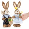 com-four® 2 x Handmade Straw Easter Bunny - Decorative Easter
