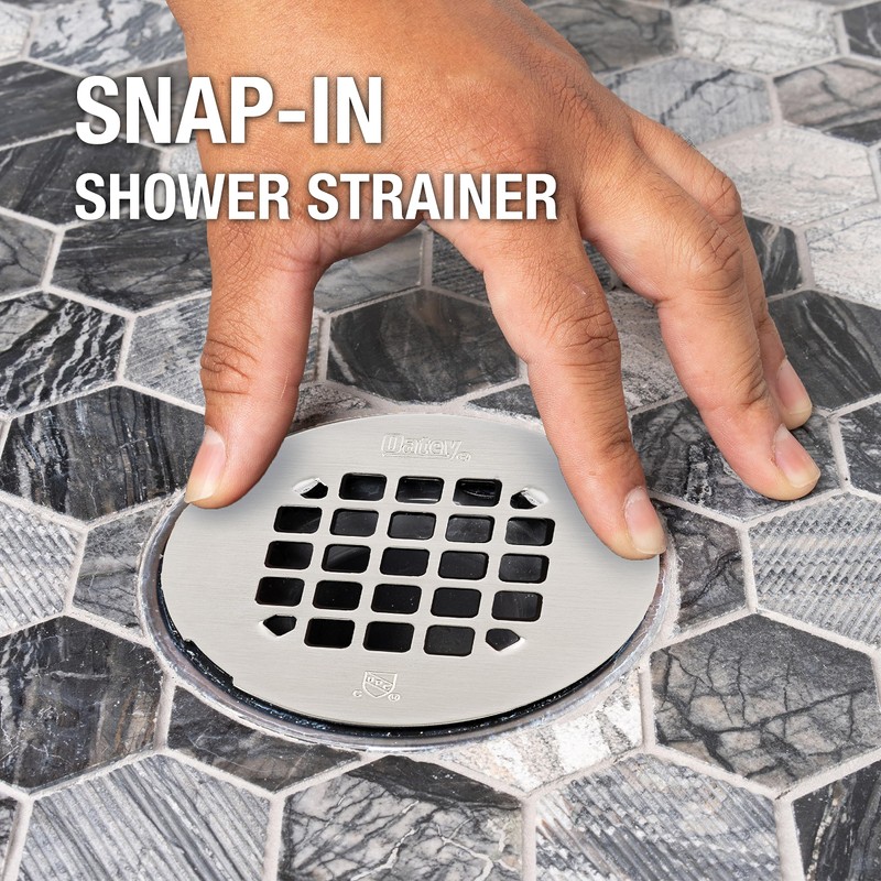 Oatey 42005 4-1/4-in Round Snap-Tite Strainer, Stainless Steel