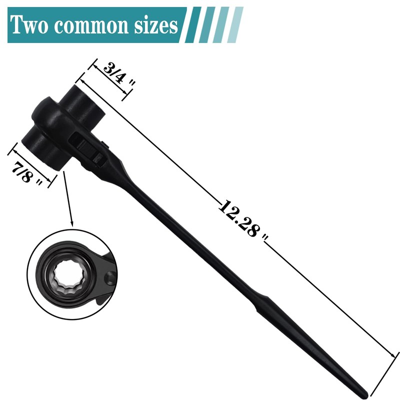 groword Reversible Ratcheting Wrench,Including 3/4",7/8" OR 19mm,22mm,12 Point Double Ended