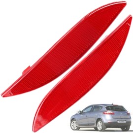 Twowinds Bumper Reflector Compatible with Renault Megane III, Reflectors Reflector Red, Rear Bumper, Right and Left MK3 (2008-2013) 265600004R 265650004R (2 Pieces, Both Sides)