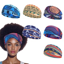 Gvhntk 6 Pcs African Headbands for Women Yoga Sports Knotted Stretchy African Headband Wide Bandeau Headwrap African Head Wraps for Women and Girls Hair Accessories