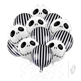 UBSIUH 6 Pieces Of Skull Balloons And 6 Pieces Of Striped Balloons, Party Scene Arrangement, Party Decorations, Creative Funny Balloons.