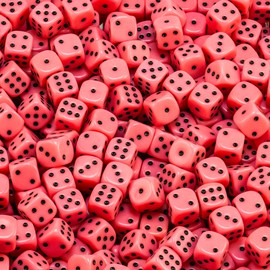 Waldfelsen® High-Quality Dice 6, 12, 20, 30 or 50 Standard Size 16 mm Acrylic Dice Puzzle Play Cube Dice 6-Sided Six Sided Play Accessories Set with Fabric Bag (Pink, 6 Pieces)