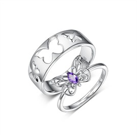 Matching Rings For Couples 925 Sterling Silver Couple rings Engagement Promise Ring Sets for Him and Her Couples Valentines Day Jewelry Gift…, Sterling Silver, No Gemstone