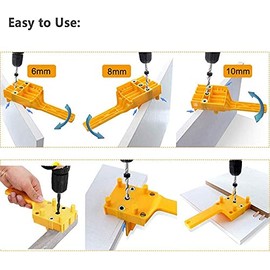 Yakamoz Handheld Dowel Jig Kit Doweling Jig Hole Drill Guide Joint Woodworking Tool with 6 8 10mm Drill Bits