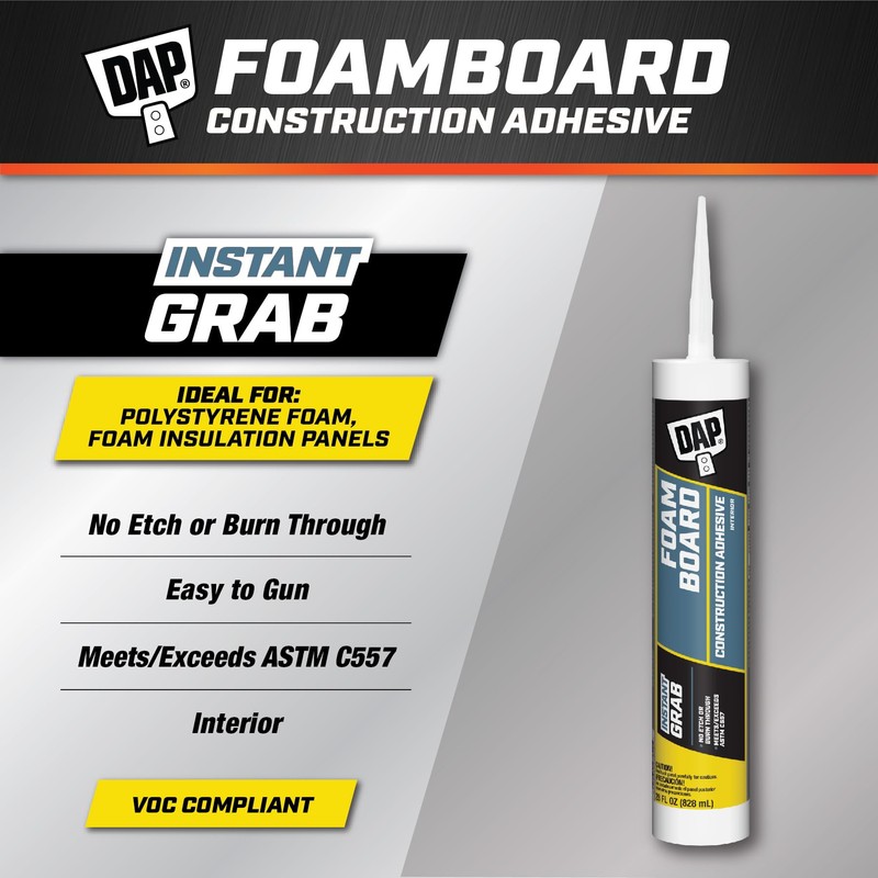 DAP Foamboard Construction Adhesive, White, 28 oz. (7079827529)