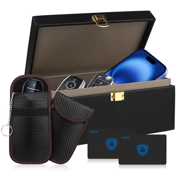 Large Car Key Signal Blocker Box, [Plus 2 Pack Faraday