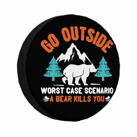 MIYASANG Funny Arogant Bear Spare Tire Cover Go Outside Worst Case Scenario a Bear Kills You Weatherproof Universal Wheel Protectors Camper Tire Covers for Trailer Rv Travel(17 inch)