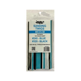 ICKYSTICKY Medium Grits Sanding Twigs or Sticks Ideal for Woodworking Hobby Arts Crafts Models Mixed Grits and Lengths Cushioned Abrasive 20pack