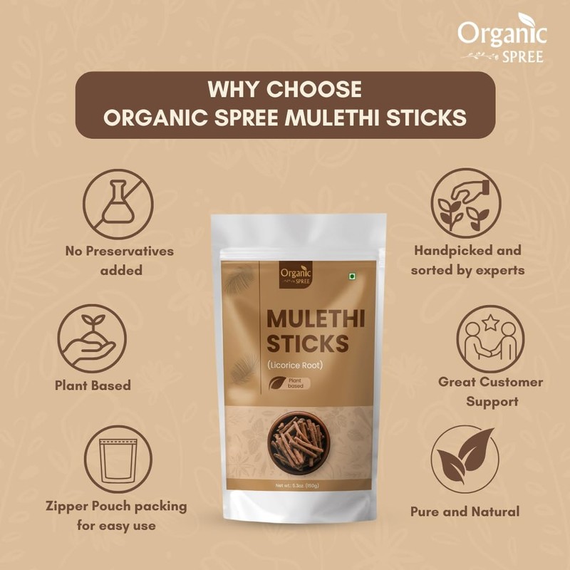 Organic Spree Licorice - Mulethi Sticks - 5.3oz (150gm) |