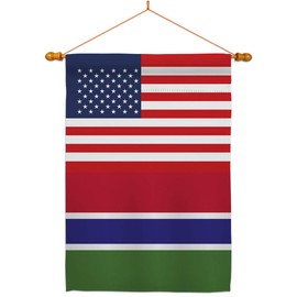 Gambia US Friendship House Flag Dowel Set Regional USA American Alliance World Country Particular Area Small Decorative Gift Yard Banner Made In 28 X 40