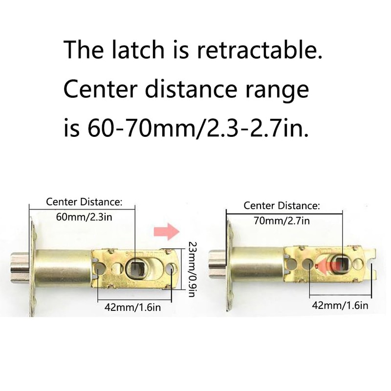 Door Latch with 3 Keys, Stainless Steel Door Lock Knob