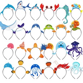 24 Pieces Sea Animal Party Headband Under the Sea Themed Birthday Party Favors Ocean Themed Party Decorations Ocean Party Favors Felt Ocean Animal Headbands for Boys Girls Kids Adults Party Supplies