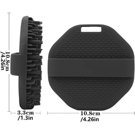 Cepillo de baño manual de silicona de dos piezas con su propia correa elástica para la mano, antideslizante, esmerilado, para fregar sin dolor (Black+Pink)