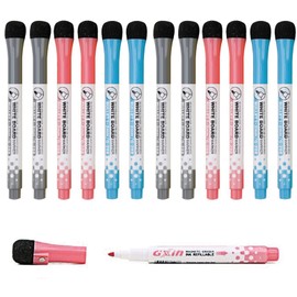 HOMOH Dry Erase Markers, Fine Point, Set of 12, Erasable Markers with Magnet, Extra Fine Point Water Based Markers, Dry Erase Markers, Pens for Adults and Kids, Drawing Pens for Office, Home, School,