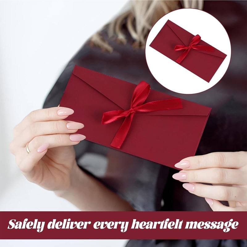 NINFEIQI 10 Pack Gift Envelopes with Ribbon, Kraft Paper Envelope