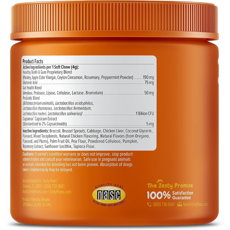 Zesty Paws Chew No Poo Bites - Hen - 90