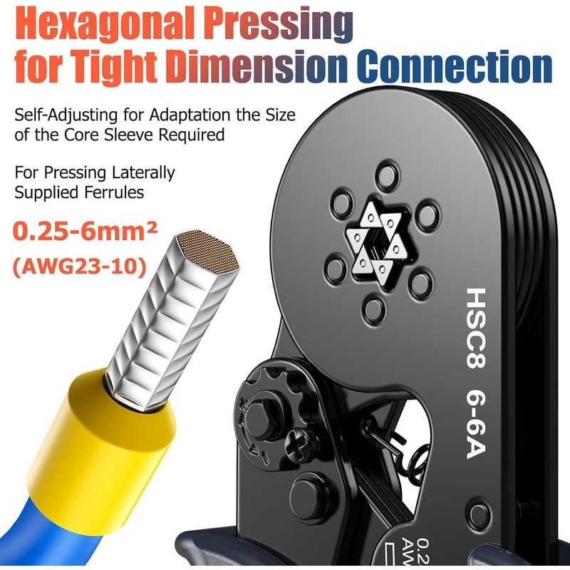Blyxon Ferrule Crimping Tool Kit with 1900PCS Wire Connectors, Hexagonal