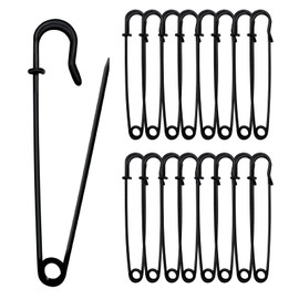 Urmspst Safety Pins (2022 Upgraded), 10 cm Large Safety Pins, Pack of 15 for Clothing, Leather, Canvas, Blankets, Crafts, Skirts, Extra Large Safety Pins, Robust Safety Pins (Black)