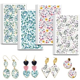 OLYCRAFT Transfer Paper for Clay with Watercolour Leaves Pattern 4 Design Pack of 24 Transfer Paper for Polymer Sheets Transfer Sheets for Polymer Clay Plant Motif Small Transfer Paper