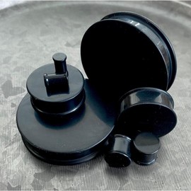 PAIR of Midnight Black Solid Silicone Double Flare Plugs - Gauge (Thickness): 5/8" (16mm)