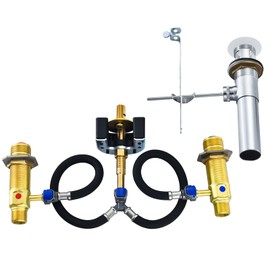 Rough-In Valve with Drain Assembly, Compatible with Moen Widespread Bathroom Sink Faucet, 1/2-Inch IPS Connections, Brass Construction