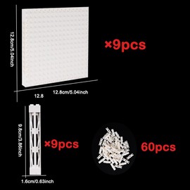 WSRYLTCH Brick Base 16x16 Plate 1/3 with Holes - Pins Suppor Pillar Accessories Pack,Pixel Art Painting Classic Building Block Bulk Parts and Pieces Sets - Compatible with 65803(White)