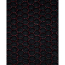 Vinyl Quilted Foam Padded Fabric with 3/8" Foam Backing Insulating Upholstery Headliner Door Panels Fashion Seats Cushion /58" W/Continuous Yard (Perforated Black Red Stitching, 1 inch Honeycomb)