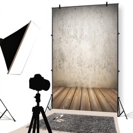 YongFoto Vinyl Photo Background Wood Wall and Wooden Floor Rustic Empty Indoor Photography Background for Photo Shooting Portrait Photos Photographers Children Photo Studio Props 1.5 x 2.2 m