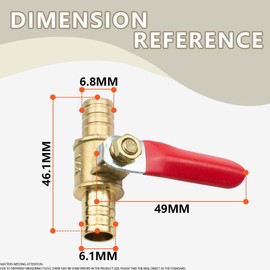 Bwintech Pack of 3 6 mm Brass Barb Ball Valves with 6 Clamps, Air Gas Fuel Line, Shut-Off, 180 Degree Operating Handle, Valve Pipe Fittings