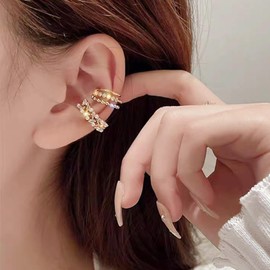 Ear Cuff Earrings Women Ear Cuffs No Piercing Small Hoop Earrings Set Helix Fake Earrings Adjustable Open Cuff Wrap Earrings Cartilage Earrings for Women Jewelry Gift