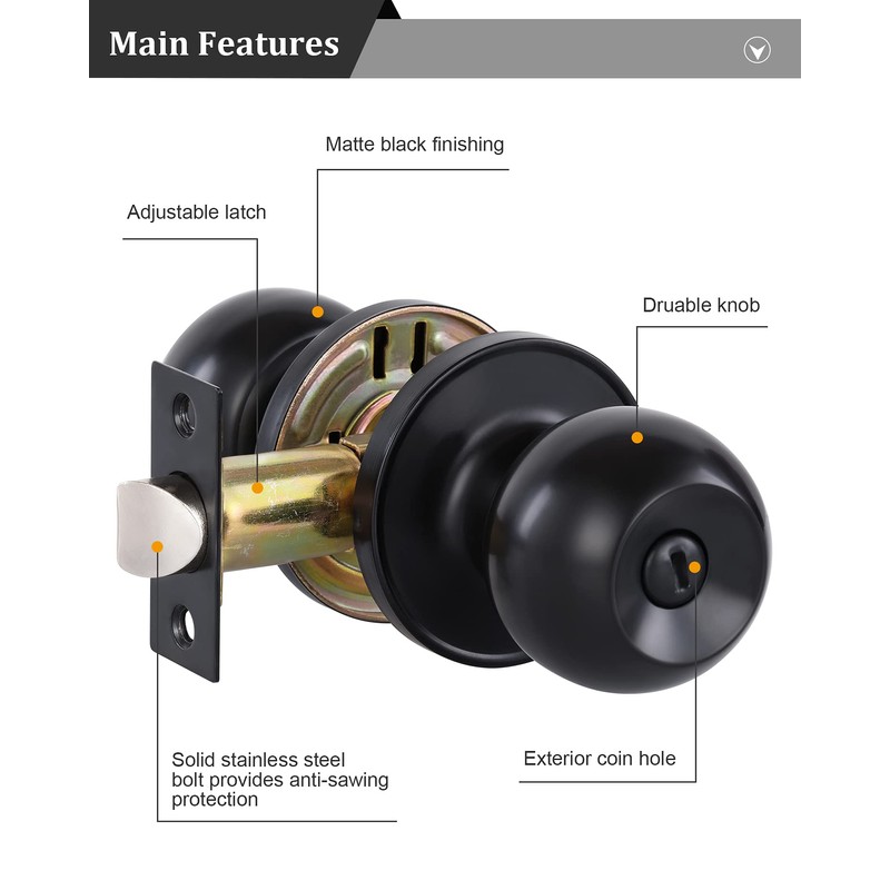 Lanwandeng Interior Door Knobs for Bedroom/Bathroom, Keyless Door Knob Interior