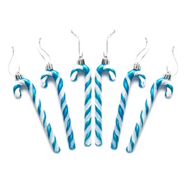 Pack of 6-13CM Glitter Candy Cane –Christmas Tree Hanging Decoration Bauble Xmas Ornament (Turquoise)