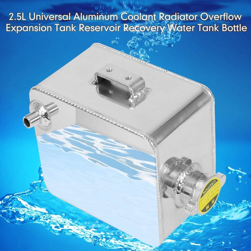 BLACKHORSE-RACING 2.5L Universal Aluminum Coolant Radiator Overflow Expansion Tank Reservoir